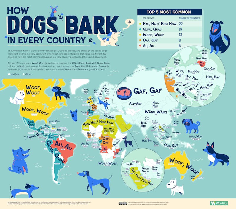 How Dogs Bark in Every Country World Map